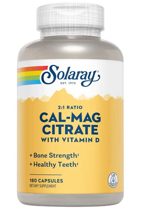 cal mag d|Solaray Calcium & Magnesium Citrate 2:1 Ratio w/Vitamin D